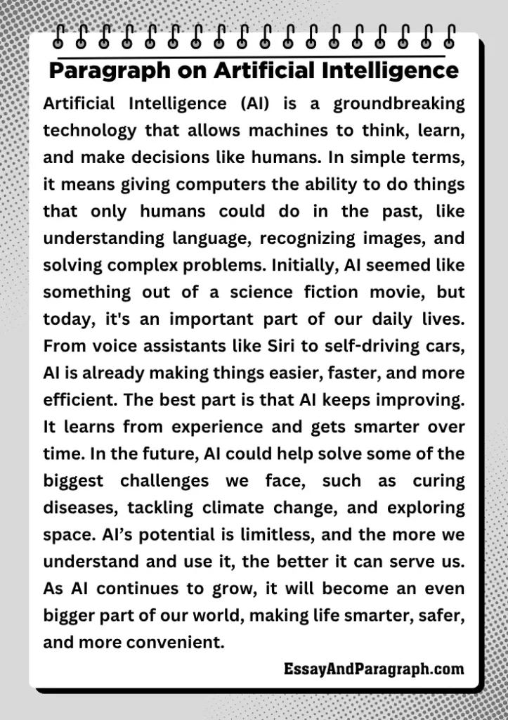 Paragraph on Artificial Intelligence