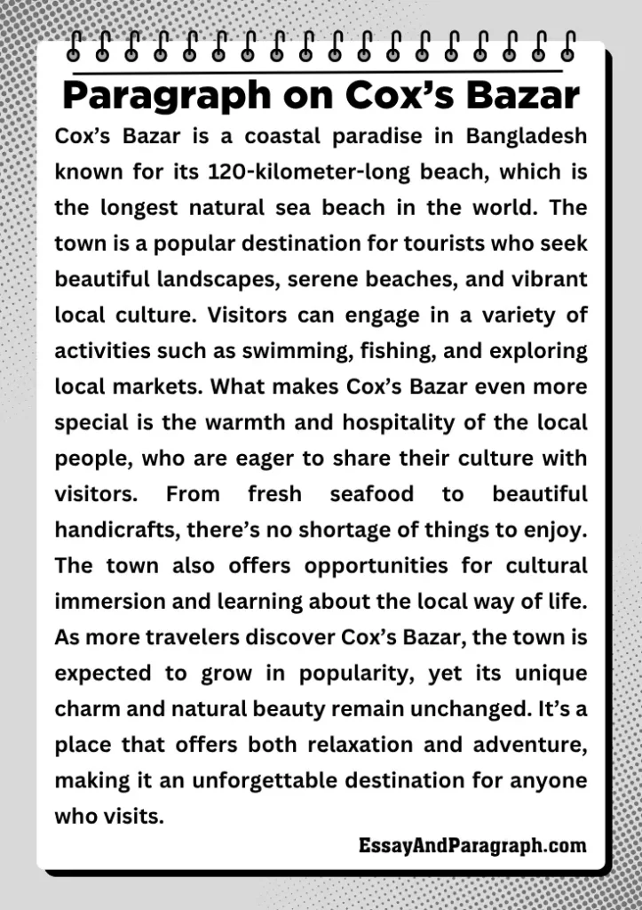 Paragraph on Coxs Bazar
