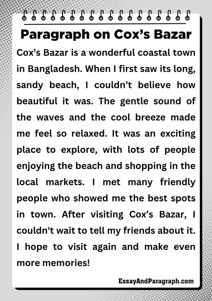 Paragraph on Coxs Bazar 