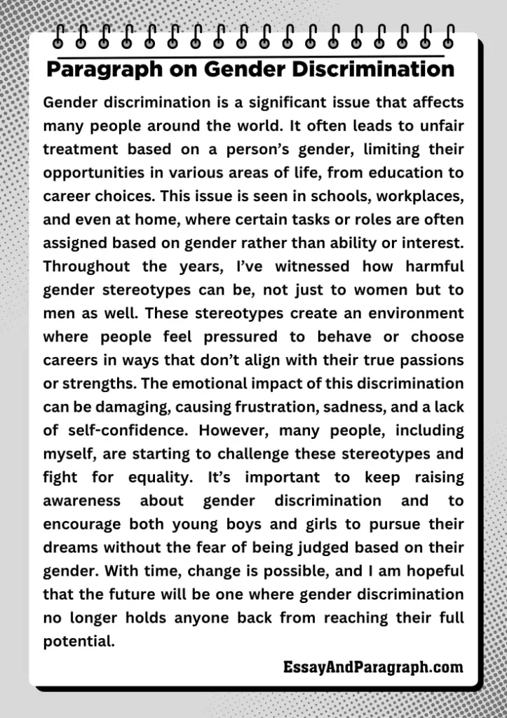 Paragraph on Gender Discrimination
