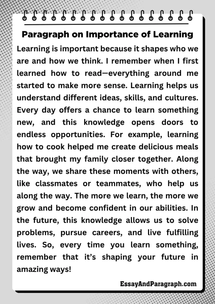 Paragraph on Importance of Learning