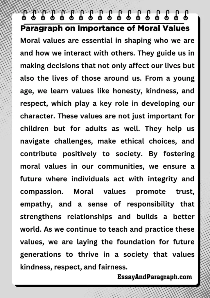 Paragraph on Importance of Moral Values