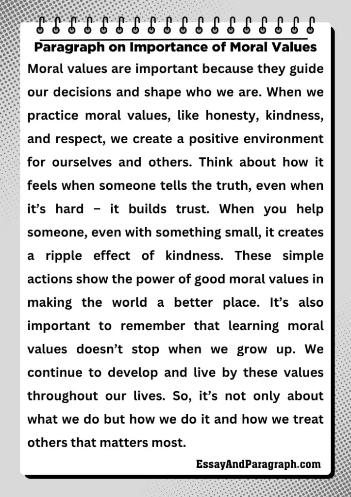 Paragraph on Importance of Moral Values