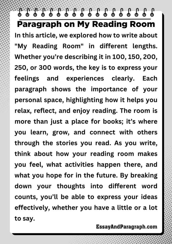 Paragraph on My Reading Room