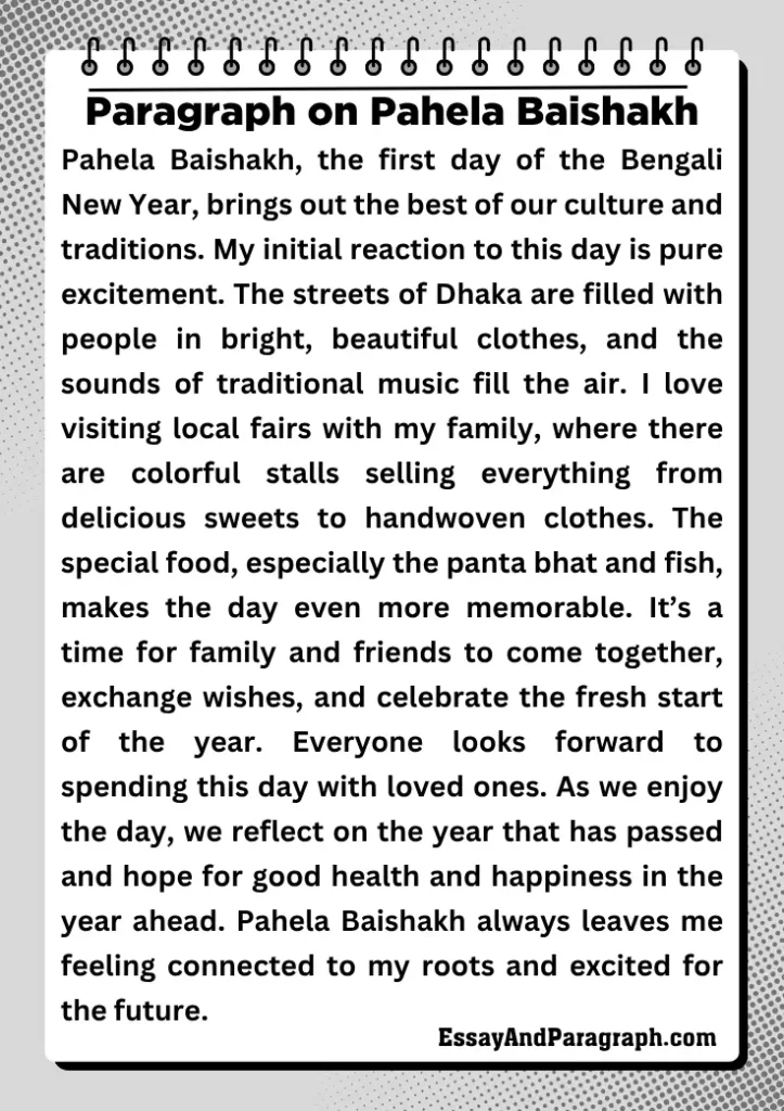 Paragraph on Pahela Baishakh