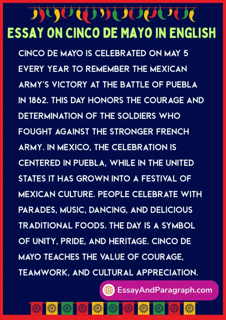 Essay on Cinco de Mayo in English 