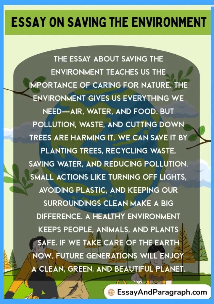 Essay on Saving the Environment in English