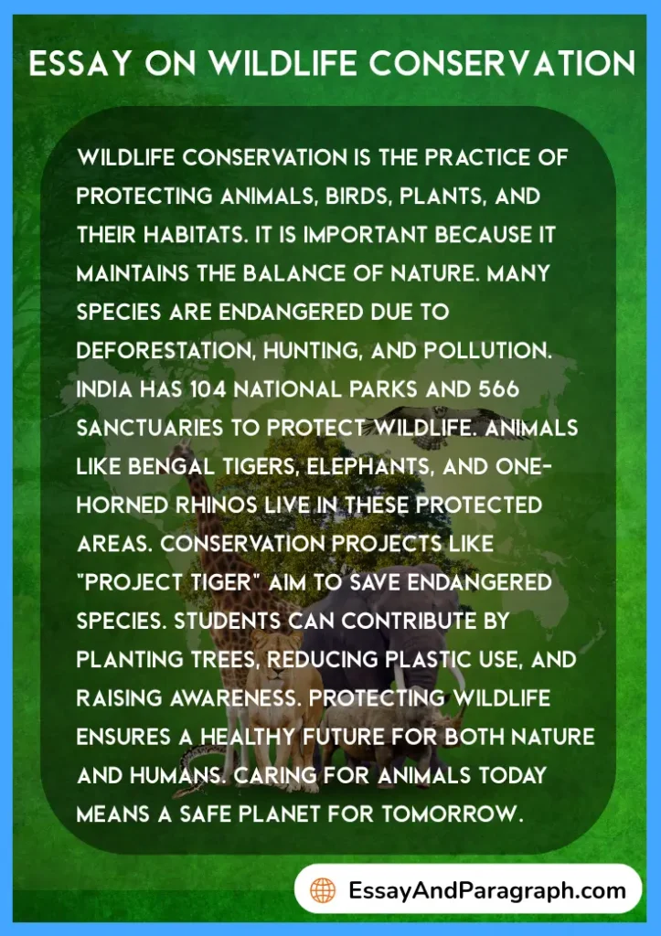  Essay on Wildlife Conservation