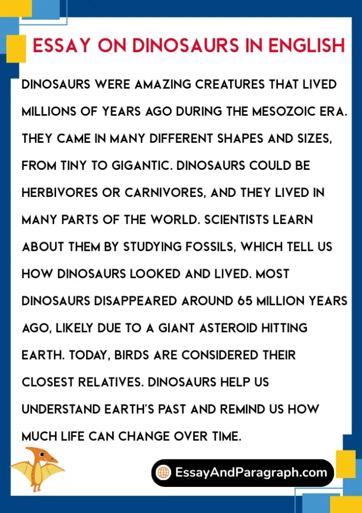 Essay on Dinosaurs in English