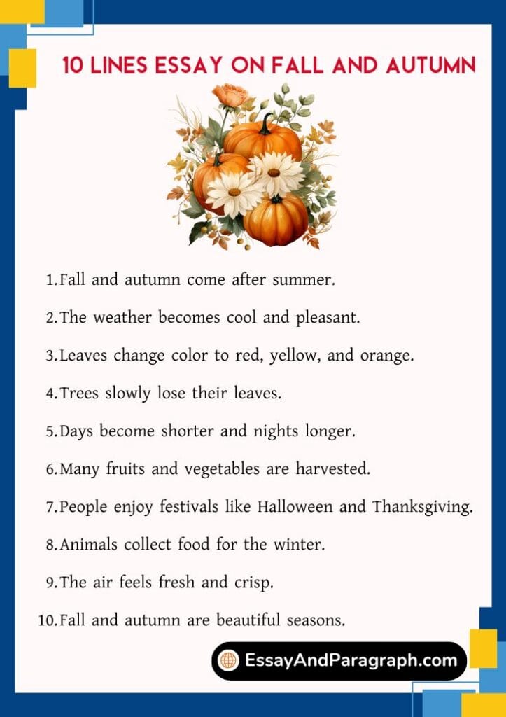 10 Lines Essay on Fall and Autumn