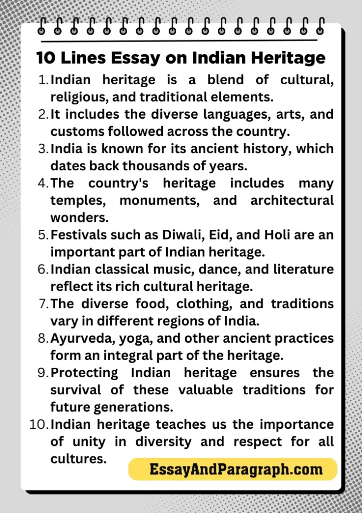 10 Lines Essay on Indian Heritage