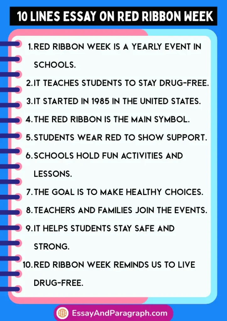 Essay on Red Ribbon Week in English 