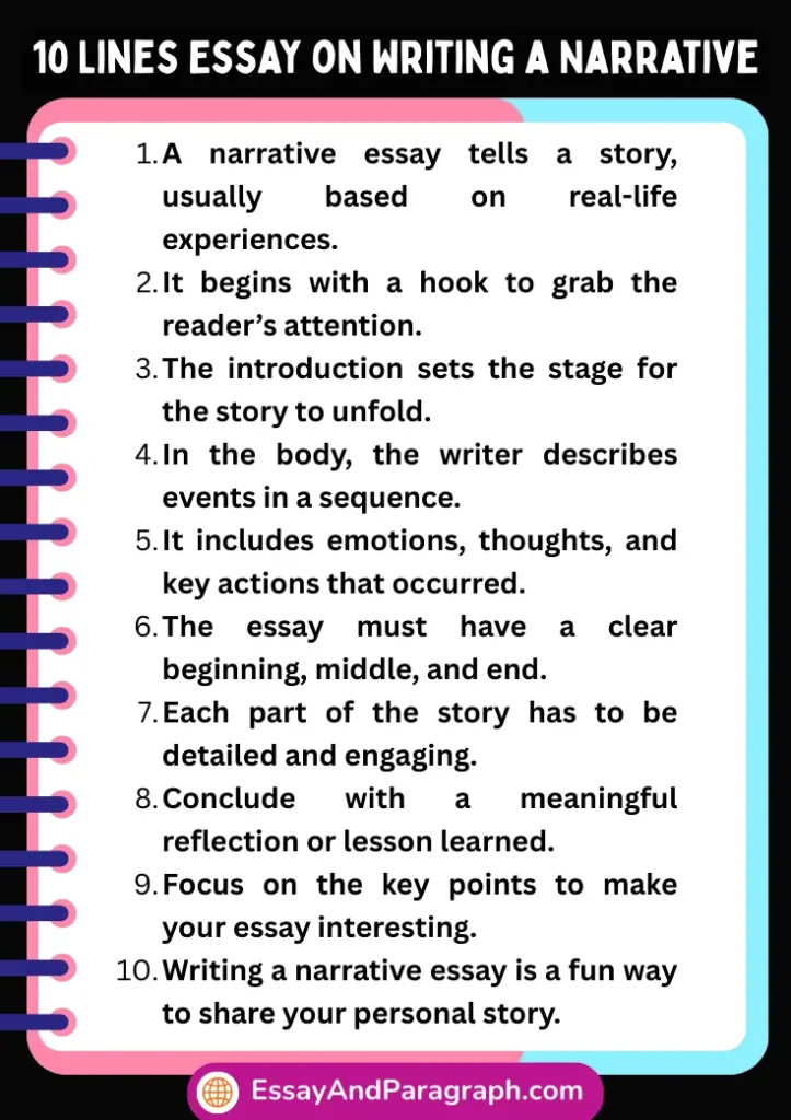 10 Lines Essay on Writing a Narrative