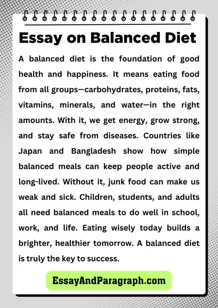Essay on Balanced Diet