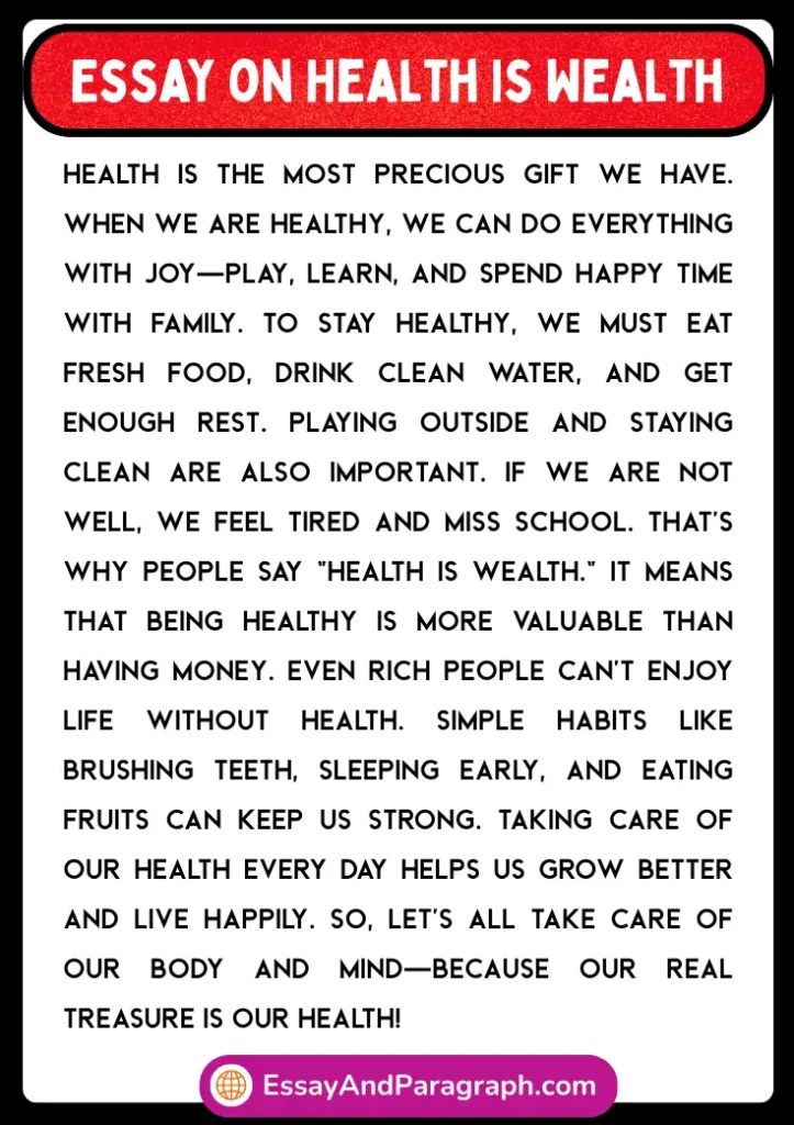 Essay on Health Is Wealth in English