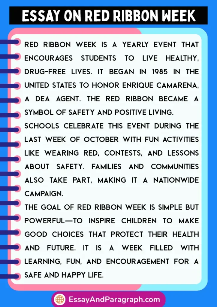Essay on Red Ribbon Week in English 