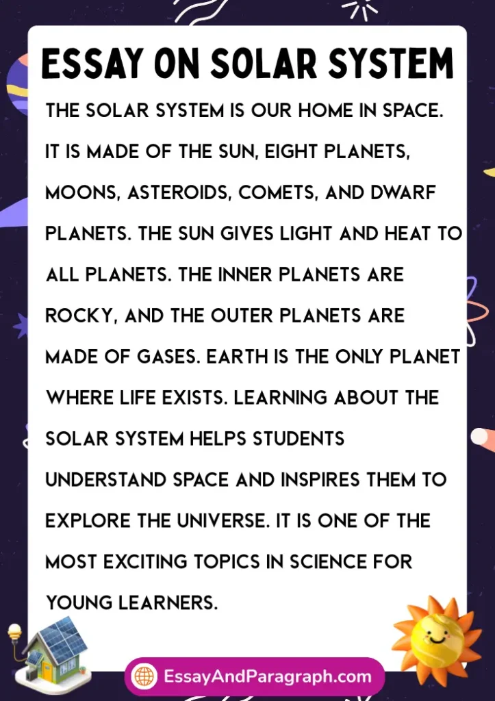 Essay on Solar System in English