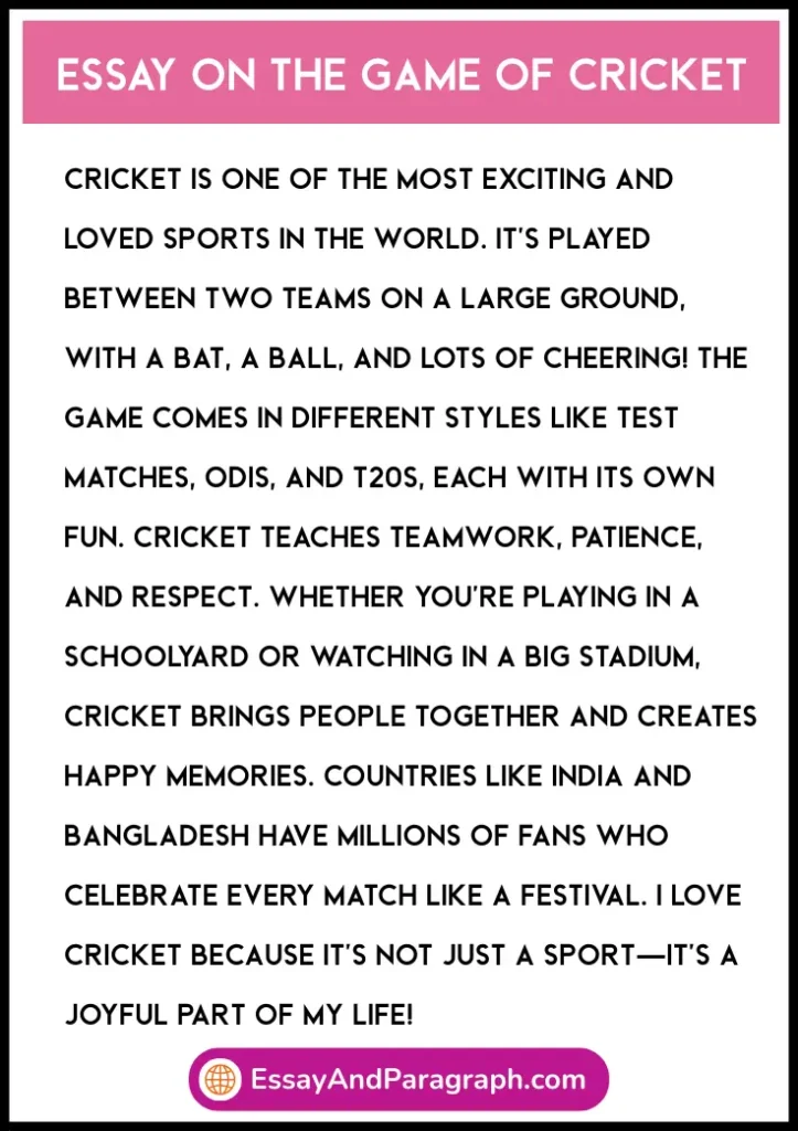 Essay on The Game of Cricket 