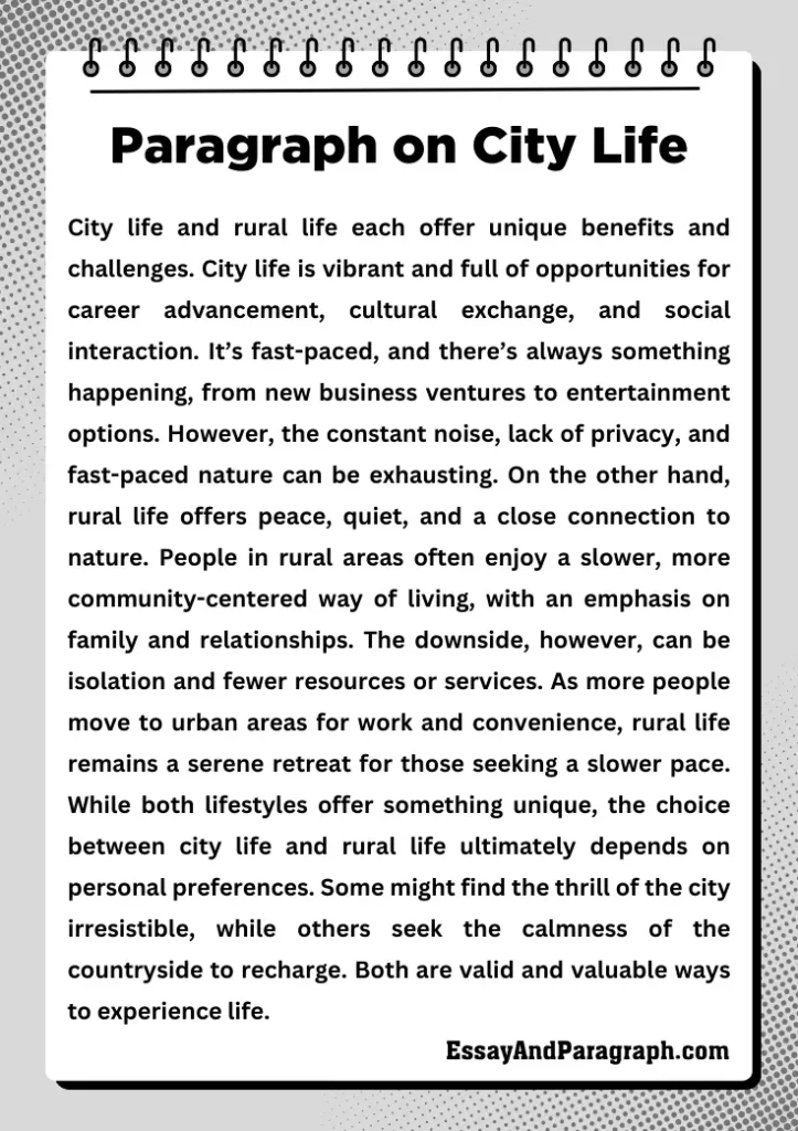 Paragraph on City Life And Rural Life