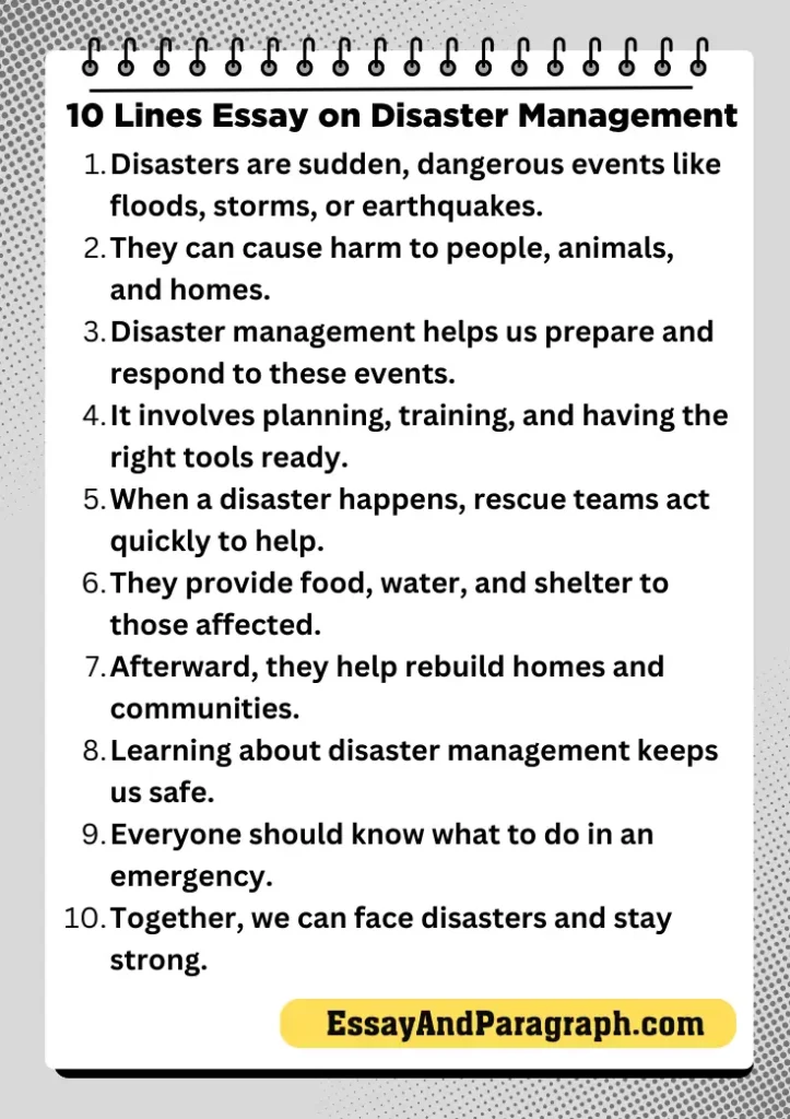Essay on Disaster Management