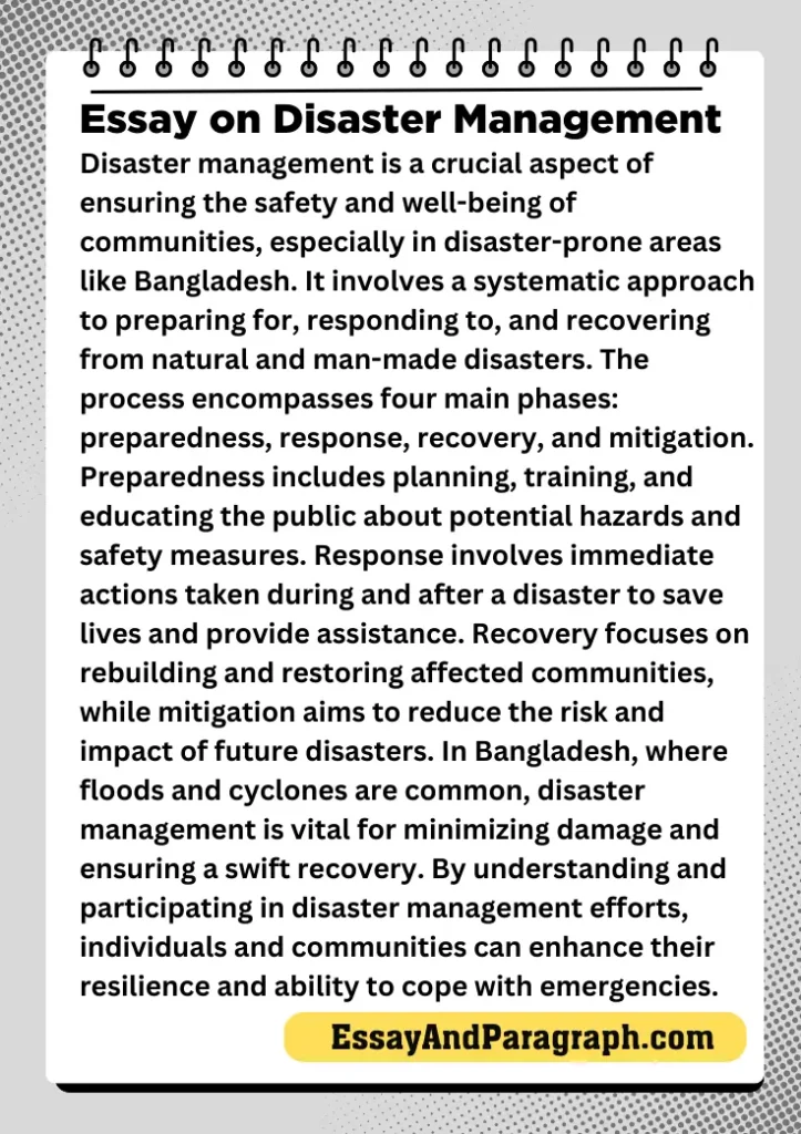 Essay on Disaster Management