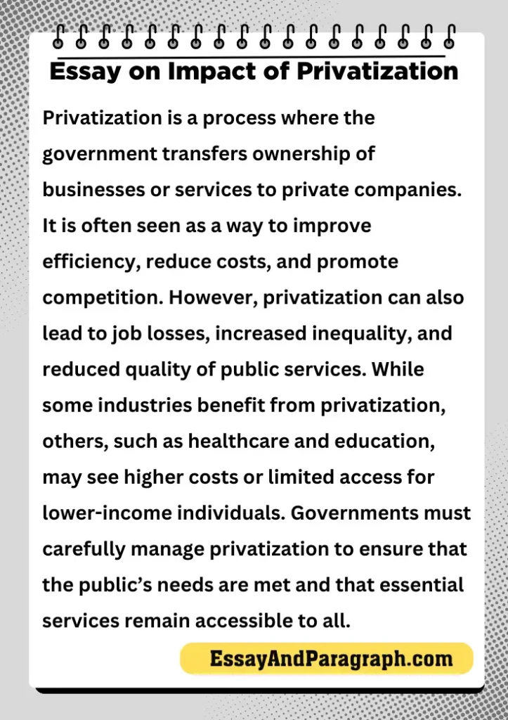 Essay on Impact of Privatization