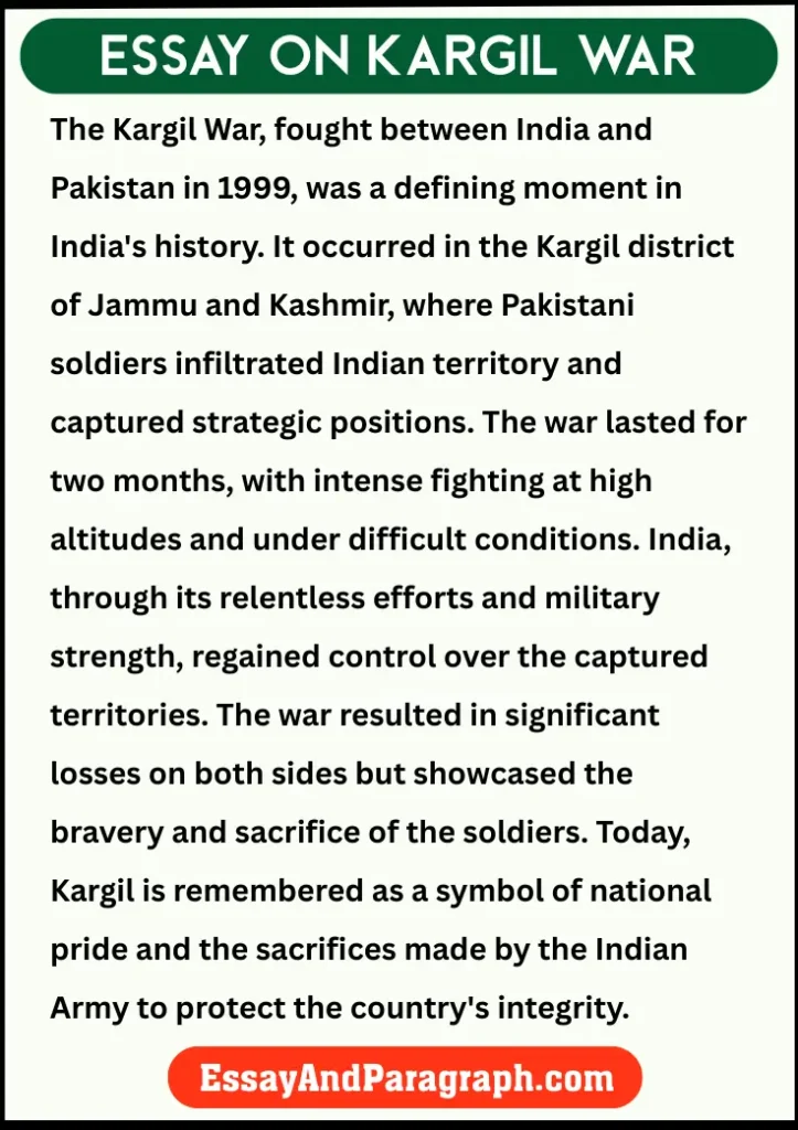 Essay on Kargil War