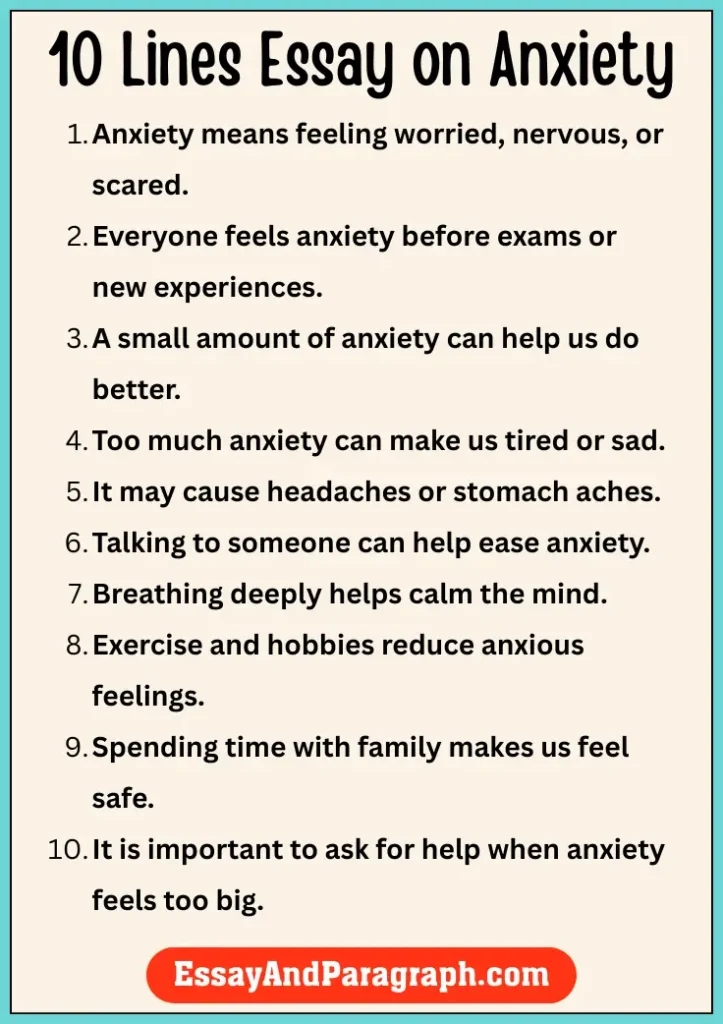 10 Lines Essay on Anxiety