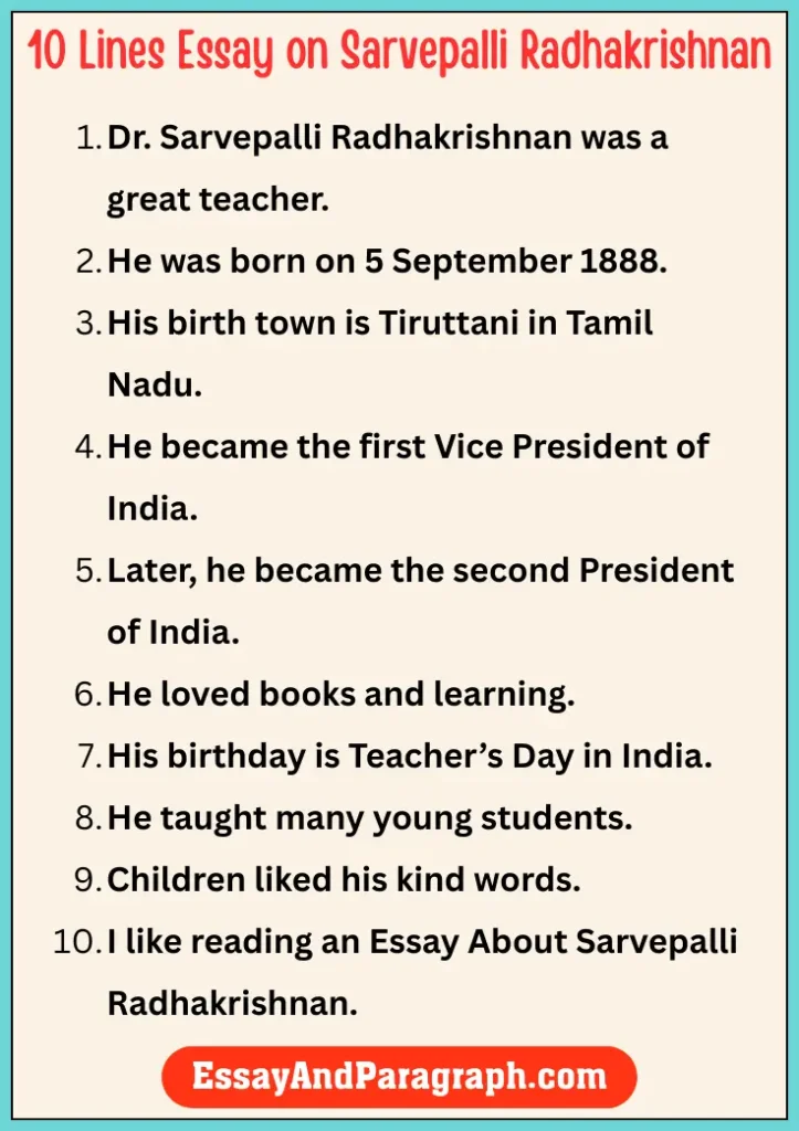 Essay on Sarvepalli Radhakrishnan