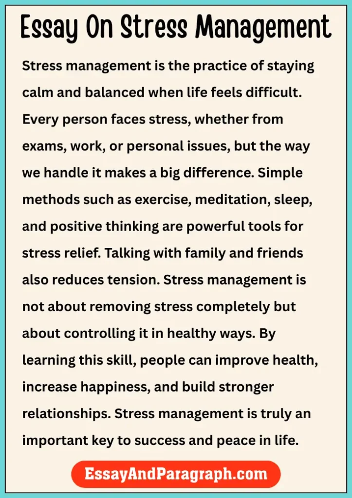 Essay on Stress Management