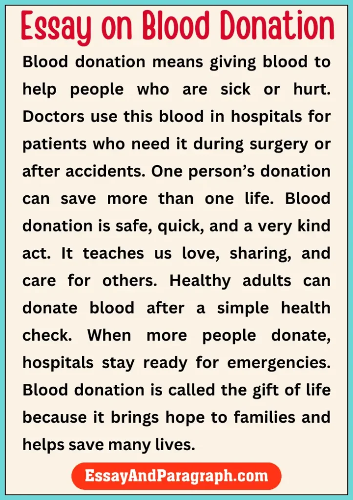 Essay on Blood Donation