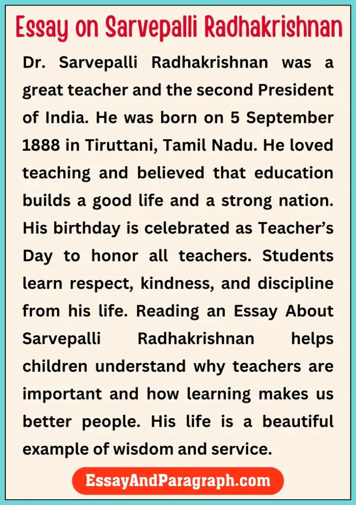 Essay on Sarvepalli Radhakrishnan
