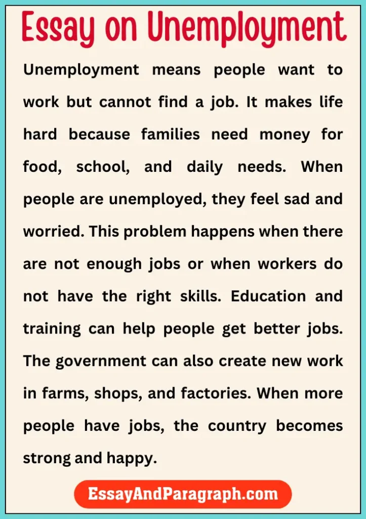 Essay on Unemployment